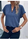 Kadın Kısa Kollu Hakim Yaka Sofya Bluz