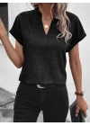 Kadın Kısa Kollu Hakim Yaka Sofya Bluz