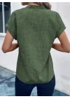 Kadın Kısa Kollu Hakim Yaka Sofya Bluz