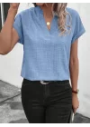 Kadın Kısa Kollu Hakim Yaka Sofya Bluz