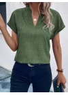 Kadın Kısa Kollu Hakim Yaka Sofya Bluz