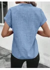 Kadın Kısa Kollu Hakim Yaka Sofya Bluz