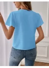 Kadın Kısa Kollu Kelebek Kollu V Yakalı Sandy Bluz