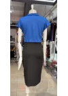Kadın Kısa Kollu Kruvaze Yaka Krep Elbise (Kemersiz)