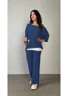 Kadın Kısa Kollu Omuzlardan Açık Yarasa Kollu Bürümcük Bluz Ve Pantolon Ve Viskon Atlet
