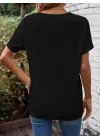 Kadın Kısa Kollu önden çapraz Detay V Yakalı Viskon Bluz