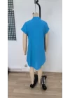 Kadın Kısa Kollu önden Düğmeli Ithal Keten Elbise