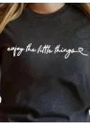 Kadın Kısa Kollu önü Yazı Baskılı Basic Süprem T-shirt