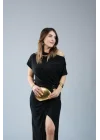 Kadın Kısa Kollu Tek Omuzdan Açık Beli Lastikli Sandy Maxi Elbise
