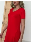 Kadın Kısa Kollu V Yaka Maxi Boy Elbise 124 Cm
