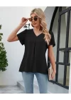 Kadın Kısa Kollu V Yaka Sandy Bluz
