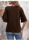 Kadın Kısa Kollu V Yakalı Viskon Bluz