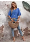Kadın Kısa Kollu V Yakalı Viskon Bluz