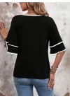 Kadın Kısa Kollu V Yakalı Viskon Bluz