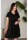 Kadın Kısa Kollu V Yakalı Viskon Elbise