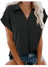 Kadın Kısa Kollu Yakalı Uzun Sandy Bluz