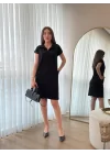 Kadın Kısa Kollu Yakalı Viskon Iki Iplik Elbise