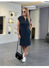 Kadın Kısa Kollu Yakalı Viskon Iki Iplik Elbise