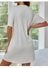 Kadın Kısa Kollu Yazı Baskılı Basic Mini Elbise
