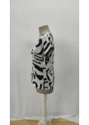 Kadın Kısa Kollu Yuvarlak Yaka Desenli Süprem Bluz