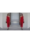 Kadın Kolsuz Tek Omuz Damla Detay Ottoman Kumaş Elbise