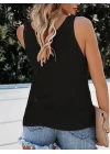 Kadın Kolsuz V Yaka Kalın Askılı Triko Bluz