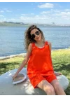 Kadın Kolsuz V Yaka Kuş Gözü Detay Bluz Short Aerobin Ikili Takım