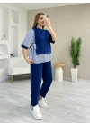 Kadın Kristal 2 Iplik Kumaş Yanları çizgili Takım