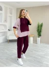 Kadın Kristal 2 Iplik Kumaş Yanları çizgili Takım
