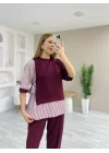 Kadın Kristal 2 Iplik Kumaş Yanları çizgili Takım