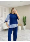 Kadın Kristal 2 Iplik Kumaş Yanları çizgili Takım