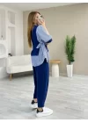 Kadın Kristal 2 Iplik Kumaş Yanları çizgili Takım
