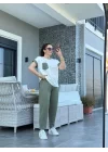 Kadın Kristal Kumaş Garnili Cep Detaylı Ikili Takım