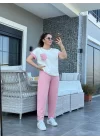 Kadın Kristal Kumaş Garnili Cep Detaylı Ikili Takım