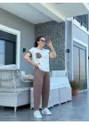 Kadın Kristal Kumaş Garnili Cep Detaylı Ikili Takım