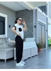 Kadın Kristal Kumaş Garnili Cep Detaylı Ikili Takım
