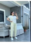 Kadın Kristal Kumaş Garnili Cep Detaylı Ikili Takım