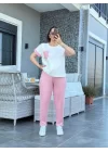 Kadın Kristal Kumaş Garnili Cep Detaylı Ikili Takım