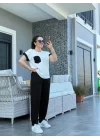 Kadın Kristal Kumaş Garnili Cep Detaylı Ikili Takım