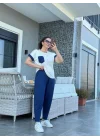 Kadın Kristal Kumaş Garnili Cep Detaylı Ikili Takım