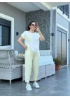 Kadın Kristal Kumaş Garnili Cep Detaylı Ikili Takım
