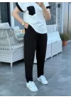 Kadın Kristal Kumaş Garnili Cep Detaylı Ikili Takım