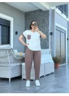 Kadın Kristal Kumaş Garnili Cep Detaylı Ikili Takım