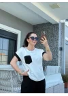 Kadın Kristal Kumaş Garnili Cep Detaylı Ikili Takım