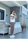 Kadın Kristal Kumaş Garnili Cep Detaylı Ikili Takım
