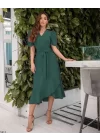 Kadın Kruvaze Yaka Midi Boy Kuşaklı Krep Elbise 120 Cm