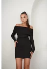 Kadın Madonna Mendil Yaka Fırsat ürün Büzgülü Mini Elbise