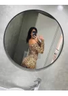 Kadın Madonna Mendil Yaka Leopar Desen Mini Elbise