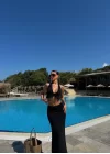 Kadın Mayo Kumaş Bağlamalı Crop Ve Maxi Boy Etek Ikili Takım