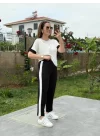 Kadın Modal Dokulu Kumaş Yanı şeritli Takım